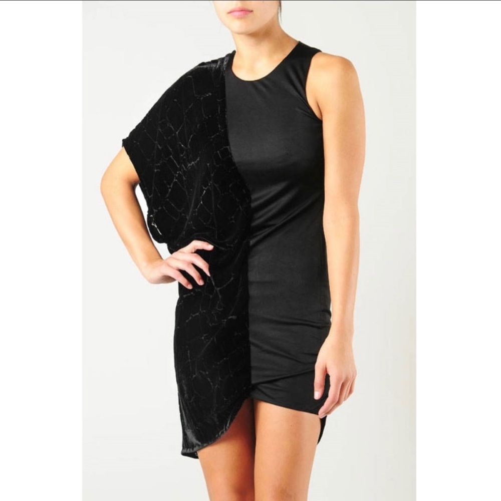 Alexander Wang Black Velvet Asymmetric Dress